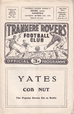 Tranmere Rovers v Mansfield Town Match Programme 1958-10-25